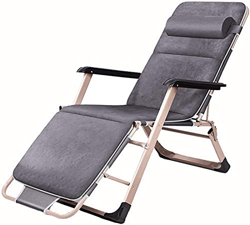 JFFFFWI Sedia Pieghevole Zero Gravity Lettini Prendisole Sedie Pieghevoli reclinabili da Giardino Sedia da Campeggio Portatile per Esterni, Supporto 200 kg (Colore: Grigio-con Cuscini)