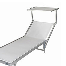 Vetrineinrete® Lettino da Spiaggia con tettuccio Parasole inclinabile brandina Prendisole per stabilimento al Mare Sdraio da Piscina Giardino Campeggio Spiaggia in Alluminio Bianco