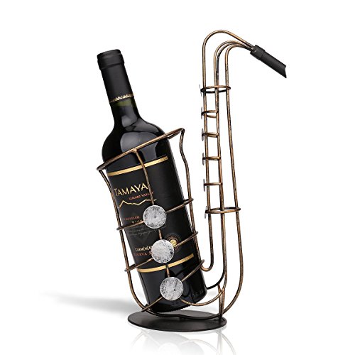 Tooarts Portabottiglie Per Vino Dal Design, Cremagliera del Vino del Metallo Sax Bello e Pratico Portabottiglie Vino Creativo del Supporto Bottiglia Artigianato Ornamenti