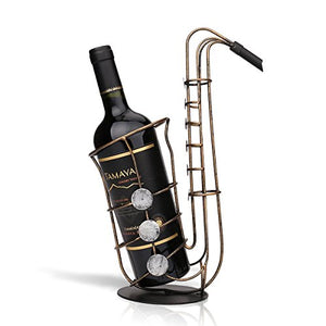 Tooarts Portabottiglie Per Vino Dal Design, Cremagliera del Vino del Metallo Sax Bello e Pratico Portabottiglie Vino Creativo del Supporto Bottiglia Artigianato Ornamenti