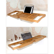Vasca da Bagno Bamboo Tray Rack, Multifunzionale A Scomparsa 75-105cm Mensola per Doccia in Legno Massiccio Libreria iPad Staffa per Telefono Cellulare, Adatta al Bagno di Famiglia Dell'hotel