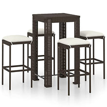vidaXL Set da Bar da Giardino 5 pz con Cuscini in Polyrattan Marrone