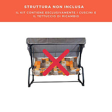 TECNOWEB Cuscini per Dondolo 3 Posti - Incluso nel Ricambio Anche Il tettuccio Coordinato - Struttura Non Inclusa - 100% Made in Italy - Ideale per Esterni (Giardini e Cortili)