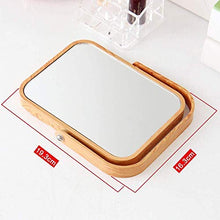 Specchio per Il Trucco da Tavolo, Specchio da Trucco in Legno massello Specchio cosmetico Portatile Specchio da Barba Pieghevole HD, 19,3x16,3 cm