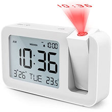 Sveglia Digitale, TedGem Sveglia con Proiettore Sveglia Digitale da Comodin, 3,8 " LCD Number Clock 4 Luminosità, 9 Min Snooze, 2 Suoni Allarme, per Camera da Letto, Ufficio, Cucina (Bianco)