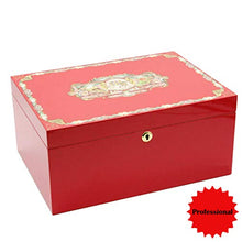 FHUILI Portasigari di Grande capienza - Portable Cigar Humidor con l'igrometro per Viaggi e Lavoro,Rosso