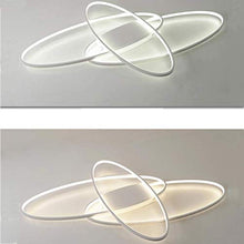 LED Plafoniera Soggiorno Dimmerabile Soffitto Lamp Moderno Ellisse Annulus Designer Lampada a Sospensione con telecomando Cucina Métal Acrilica Sala da pranzo Ufficio Lampadari L95*W65cm