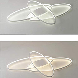 LED Plafoniera Soggiorno Dimmerabile Soffitto Lamp Moderno Ellisse Annulus Designer Lampada a Sospensione con telecomando Cucina Métal Acrilica Sala da pranzo Ufficio Lampadari L95*W65cm