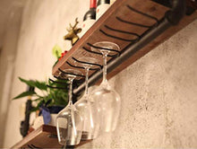 Portabottiglie da parete - Portabottiglie in vetro - Scaffali galleggianti - Arredamento per scaffali - Portabottiglie industriale rustico in metallo - Portabottiglie da parete LOFT - 120x20x50cm