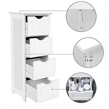 YJIIJY Mobiletto Bagno, Cassettiera Armadietto Bagno da 4 Cassetti in Legno Salvaspazio 30 x 30 x 82 cm Organizzatore Multifunzionale per Bagno per Bagno Soggiorno Corridoio Camera da Letto Bianco