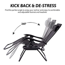 VONLUCE Sedia Sdraio Reclinabile con Portabicchieri Sedia Gravità Zero per Esterni con Poggiatesta Imbottito Lettino Pieghevole e Impermeabile per Giardino, Piscina e Spiaggia (Nero-Sottile)