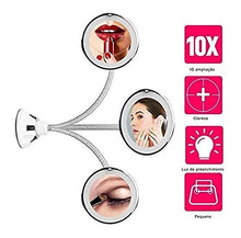 LILIS Specchio Trucco LED Trucco Specchi Specchio da Toilette con Luci 10X di Ingrandimento Appoggio con Forte Aspirazione for Il Bagno
