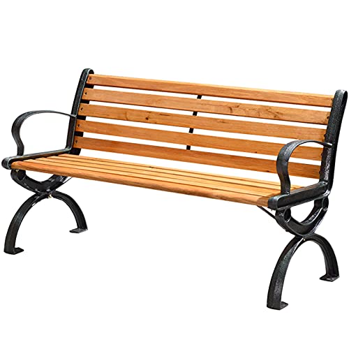 Panca Da Giardino Per Esterni In Alluminio Pressofuso,panchina Per Il Tempo Libero In Legno Massello Con Schienale E Braccioli,panca Per Balcone Con Struttura In Legno Massello Struttura In Metallo