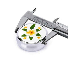 Design senza soluzione di continuità con Plumeria e foglie, contenitore rotondo per pillole a 3 scomparti, in metallo, per medicina e vitamina