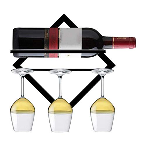 da Parete Rastrelliera per Vino, Bottiglia E Supporto di Vetro Vino Cremagliera Controsoffitto Tenere 1Wine 3 Tazze Utilizzare per Casa E Cucina Decorazione, Asta, Vino Cantinetta,Armadietto,Pantry