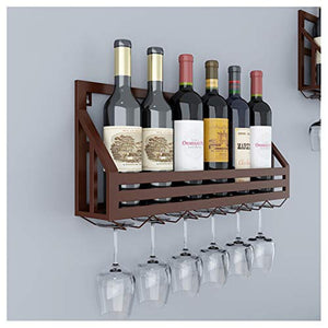 Porta Bottiglie da Vino Porta Bottiglie a Parete, Porta Bottiglie e Vetro Metallo, Contiene 6 Bottiglie, 6 Bicchieri, Scaffale Vino per Bar/Cucina/armadi Rack di stoccaggio