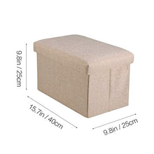 Pouf pieghevole con ripiano superiore pieghevole per giocattoli, cassapanca in tessuto di lino, poggiapiedi per camera da letto, soggiorno (beige)