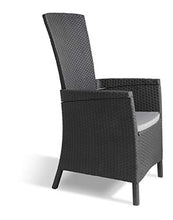 Allibert di Keter Vermont, Mobili da giardino all'aperto sedia reclinabile in rattan - grafite con cuscini grigio