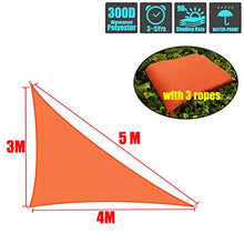 CH-GTJ Tenda A Vela Parasole,Triangolo Tende da Sole per Esterno Protezione Solare Respirante Anti UV Giardino Esterni,Arancia,3X4X5m