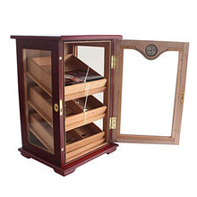 Humidars Cigar Humidor - High-end in legno Cigar Humidor Cedar 3 Vassoi di visualizzazione foderato di dialogo ciga Desktop Gabinetto vetro temperato portasigari W igrometro mantenerlo fresco .Scatola