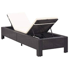 Festnight Lettino Prendisole, Lettini da Giardino con Cuscino, Sedie a Sdraio da Giardino in Polyrattan Nero