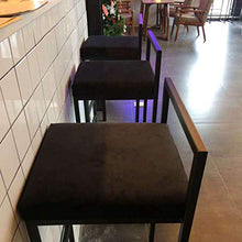 Seggiola da bar Set di 2 sgabelli moderni, Velluto Sedie da pranzo, Seduta imbottita in tessuto con gambe in metallo nero, condimento Sala Sedia di casa, Nero, Altezza seduta 75 cm ristorante