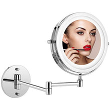 Himimi Specchio cosmetico con Illuminazione a LED, cosmetico da Parete, Specchio ingranditore compartimento 1x / 5X - 360 ° Orizzontale orientabile e Verticale