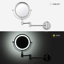 LZNAN - Specchio da trucco da parete, regolabile, con LED da 6 pollici, ingrandimento 1X/5X, doppio braccio Extend 2-Face