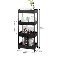 LYM &ripiano di stoccaggio Stoccaggio Carrello, Multifunzione Famiglia Ferro Art Kitchen Shelf da Terra Carrello Trolley -Black 4Tier Scaffale di Finitura
