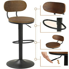 Sgabelli Bar Vintage industriale Sgabello Bar alto sgabello girevole da bar regolabile Legno Sgabelli da bar per la casa industrial Sedia da bar da cucina con schienale legno 180kg