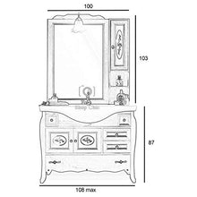 Arredo bagno in legno avorio in stile decapè con lavabo in ceramica e colonna