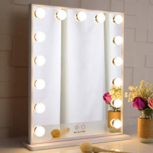 BEAUTME Specchietto da toilette illuminato con lampadine a Led , specchio da trucco in stile hollywood Specchi da cosmesi con design Touch Control, specchi da tavolo o da appoggio a parete (Bianco)