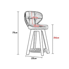 GYPPG Sgabello Bar Girevole per Interni con Schienale e Gambe in Legno per Cucina di casa, Moderno, Contemporaneo - Altezza Pub - Sedile Imbottito in Pelle PU