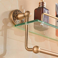 GJJSZ Ripiani in Vetro retrò con portasciugamani,Materiale in Alluminio Spaziale,Porta Cosmetici per Bagno Multiuso,mensola da Bagno 60 * 25,5 cm