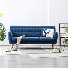 Festnight Divano a 3 Posti in Tessuto Imbottito Blu,Divano Design,Divano da Slotto,Divano per Soggiorno,DIvnao in Stoffa 172x70x82cm