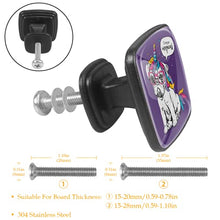 Set di 4 pezzi con maniglia quadrata per armadio da cucina, credenza, cassettiera, cassettiera, con viti, per cucina, comò, armadietto, bagno, armadio, carlino con unicorno, viola