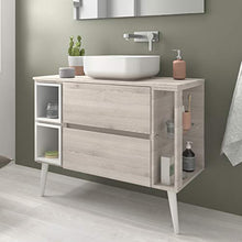 Yellowshop. - Mobile Bagno sospeso 100 cm Stile Moderno lavabo appoggio specchiera LED MOD. Evo (Legno Naturale)