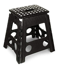 Sgabello pieghevole resistente da 38,1 cm di altezza, multiuso, in plastica, antiscivolo, pieghevole e facile da riporre, ideale per casa, cucina, bagno, giardino, per bambini o adulti (nero)