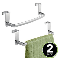 mDesign Set da 2 Porta asciugamani cucina – Porta strofinacci da appendere alle ante dei mobili – Appendi strofinacci senza forare muro per bagno o cucina – Argento