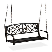 Relaxdays Panchina a Dondolo, Panca da Giardino da Appendere, Design Vintage, Metallo HxLxP: 197x133x58 cm, Nero-Bronzo