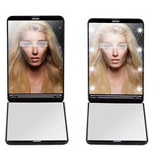 OMLTER Pieghevole Specchio Trucco con 8 LED Luci, Portatile 310° Girevole Specchio con Touch Screen, 1x / 2X Ingrandimento Palmare Doppia Faccia Vanity Mirror, per Trucco E Rasatura