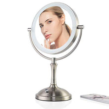 Specchio per Il Trucco Ha Condotto La Luce 3 Volte Ingrandimento Wireless Rotondo su Due Lati con Luce E Lente d'Ingrandimento Specchio per Il Trucco Illuminato per Comò da Bagno