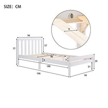 Letto singolo in legno di pino massiccio, struttura per camera da letto, letto in legno, con testiera per adulti e bambini, adatto a materassi da 90 x 190 cm