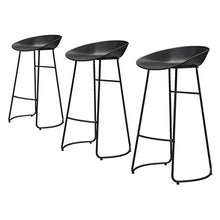 Sgabello da bar Set di 3, Sgabello da bar con schienale in plastica, Sgabello da cucina da banco, sedile in plastica PP, gambe in metallo nero, poggiapiedi design, altezza del sedile 65cm/70cm/75cm
