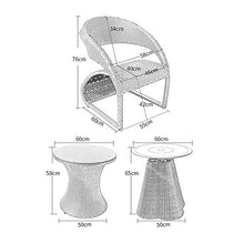 HLZY Tavolo in Vimini in Rattan mobili in Patio e Set Sedia, Arredamento per Esterni Rattan Garden Mobili Set di Vetro Tavolino da caffè Conversazione per Giardino all'aperto Piscina (Color : Brown)