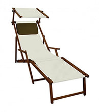 Erst-Holz Sedia a Sdraio Bianca Parasole Cuscino Sedia da Spiaggia in Legno di Faggio 10-303FSKD