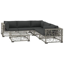 Festnight 6 pz Set Divani da Giardino in Polyrattan Grigio con Tavolino,Set Divani Angolari da Giardino in Rattan,Set Divani Modulari da Giardino per Esterno in Rattan,Salotto da Giardino