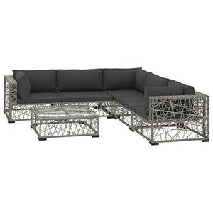Festnight 6 pz Set Divani da Giardino in Polyrattan Grigio con Tavolino,Set Divani Angolari da Giardino in Rattan,Set Divani Modulari da Giardino per Esterno in Rattan,Salotto da Giardino