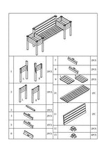 Dobar, panca da giardino con fioriere laterali, panca e fioriera, marrone chiaro, 211 x 64 x 92 cm