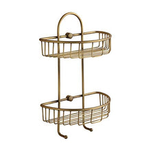 GJJSZ Scaffali per cestini antichi a Due Piani/Mensola angolare/Portaoggetti da Bagno,Ottone,processo Spazzolato,mensola da Bagno 24,5 * 38 cm